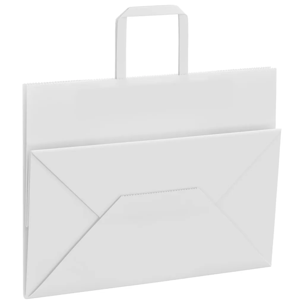 vidaXL Paper Bags 50 pcs with Handles White 32x17x25 cm