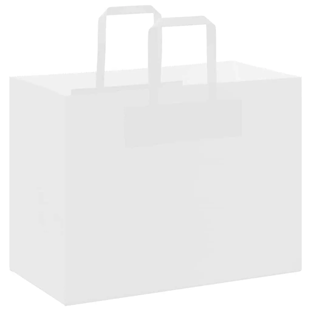 vidaXL Paper Bags 50 pcs with Handles White 32x17x25 cm