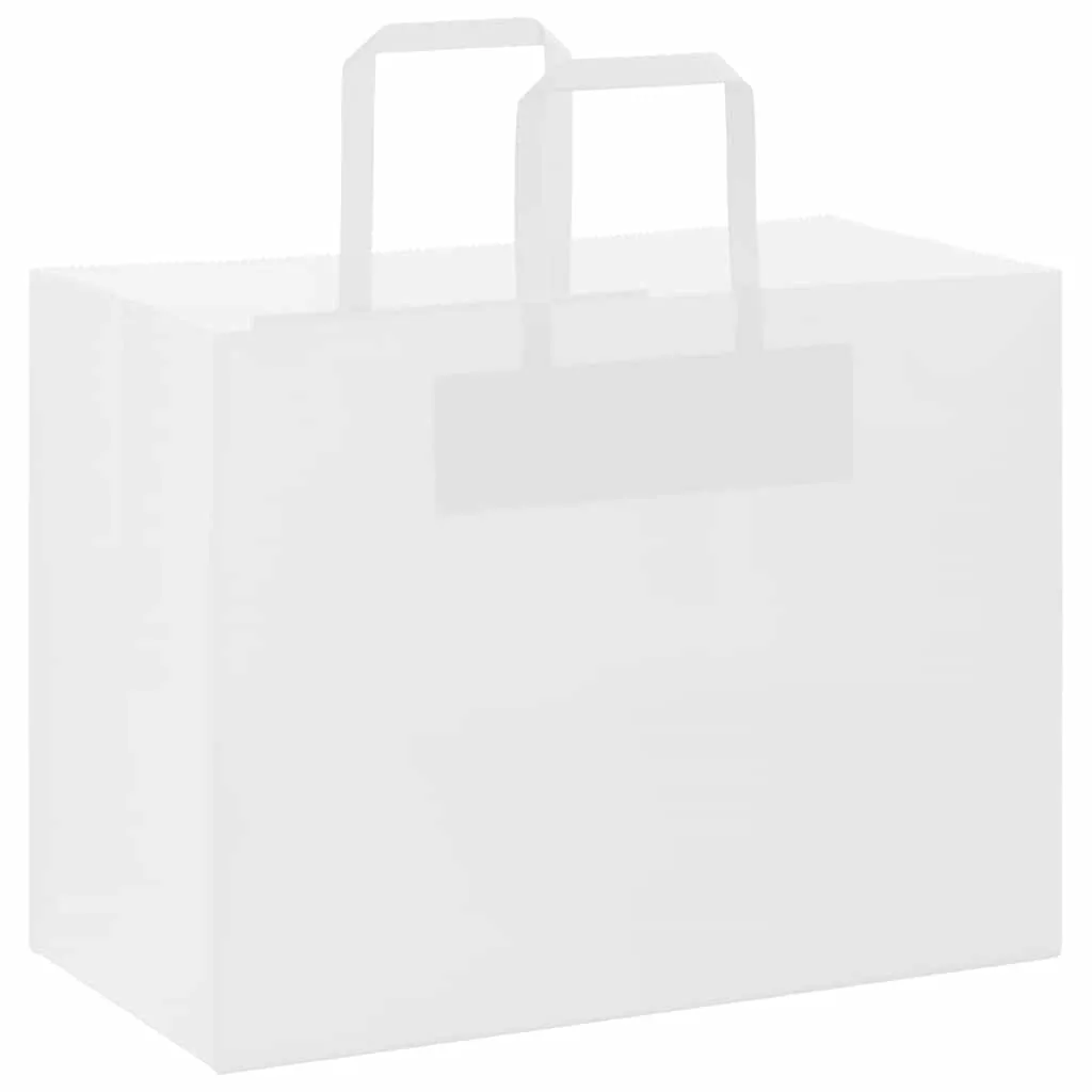 vidaXL Paper Bags 50 pcs with Handles White 32x17x25 cm