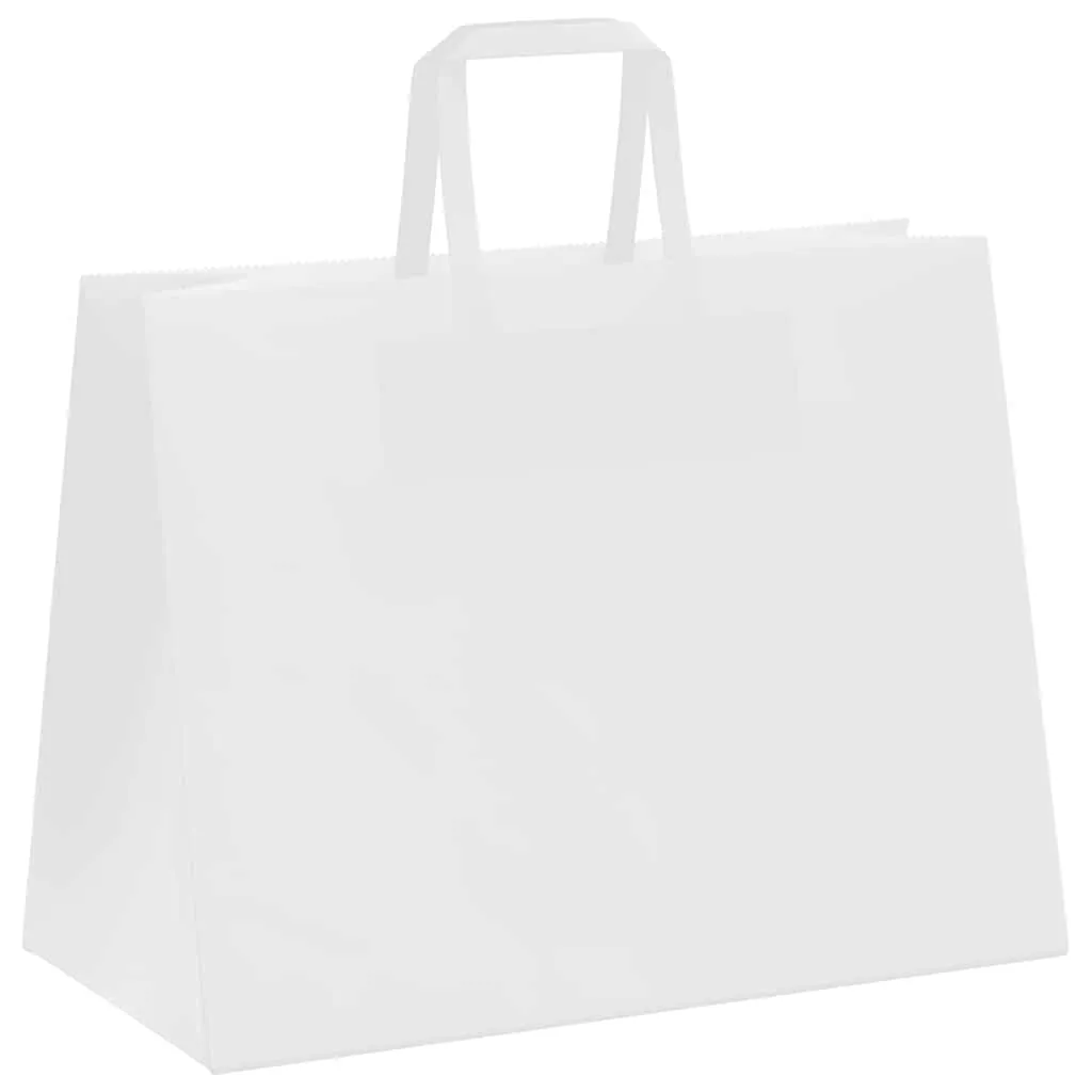 vidaXL Paper Bags 50 pcs with Handles White 32x17x25 cm