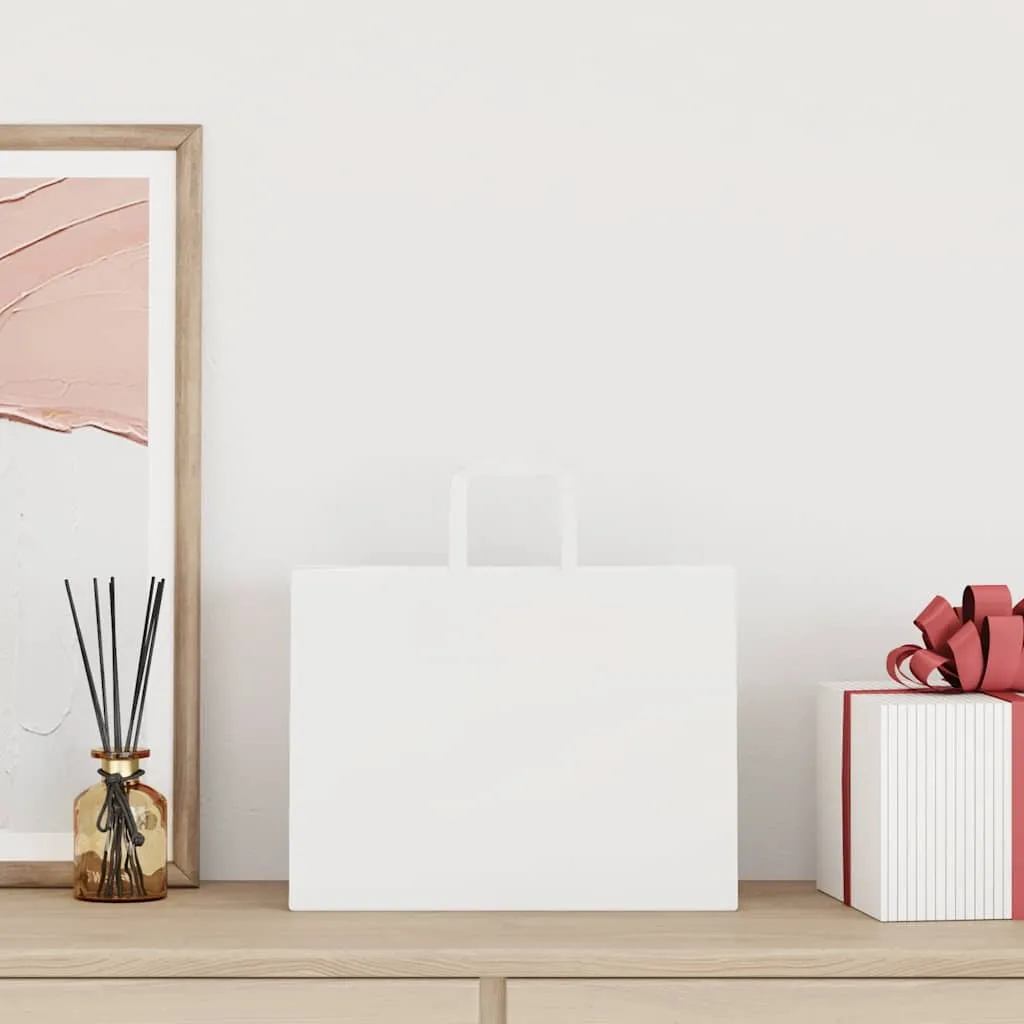 vidaXL Paper Bags 50 pcs with Handles White 32x17x25 cm