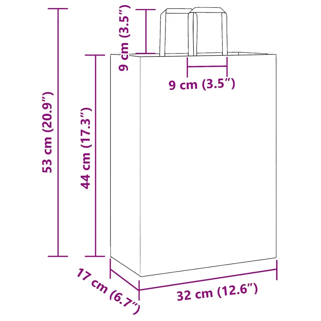 vidaXL Paper Bags 50 pcs with Handles White 32x17x44 cm