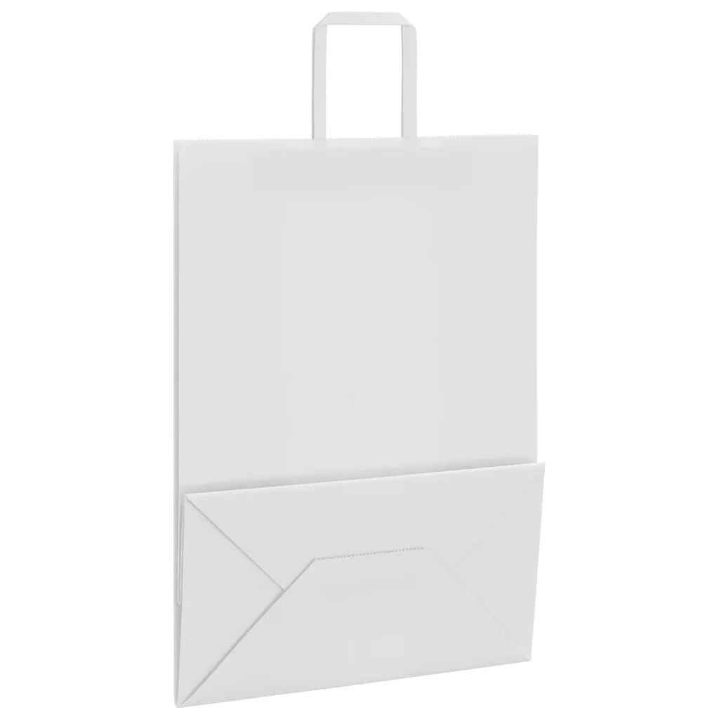 vidaXL Paper Bags 50 pcs with Handles White 32x17x44 cm