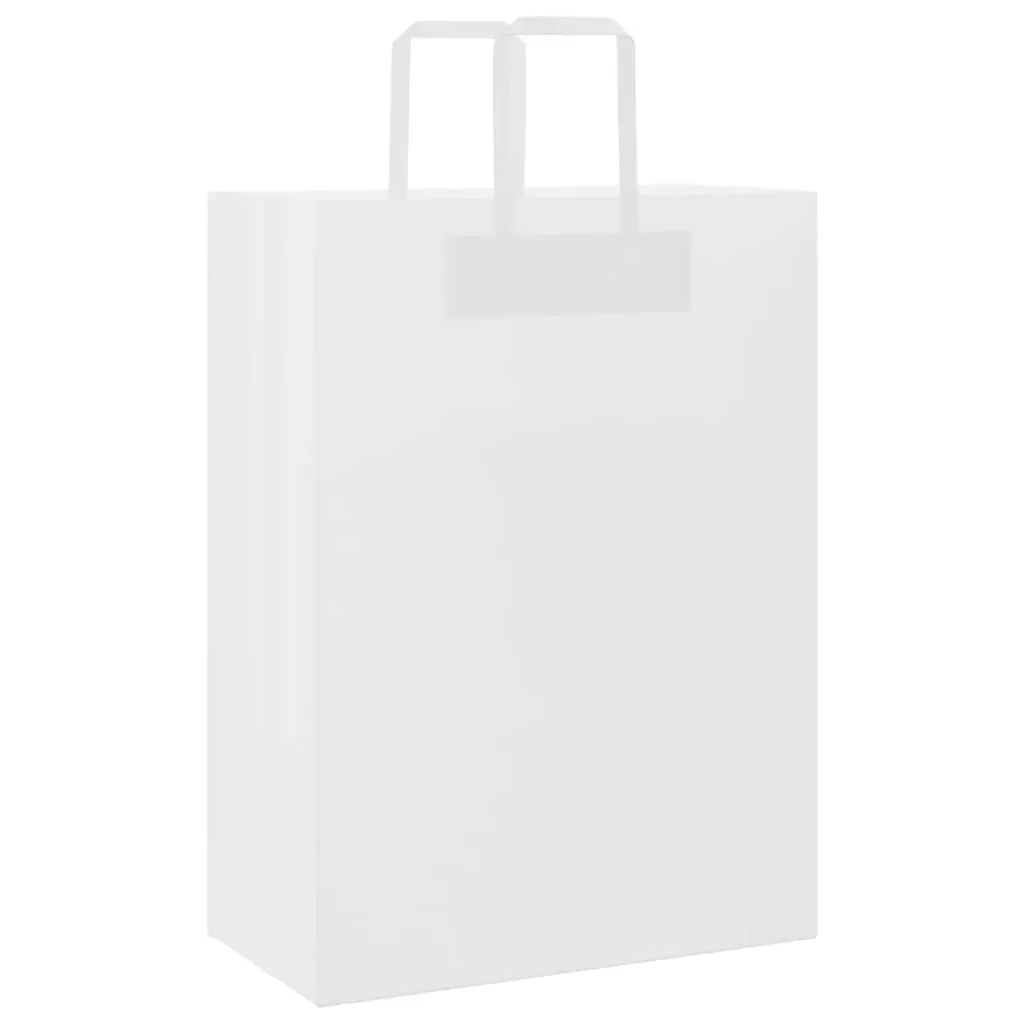 vidaXL Paper Bags 50 pcs with Handles White 32x17x44 cm
