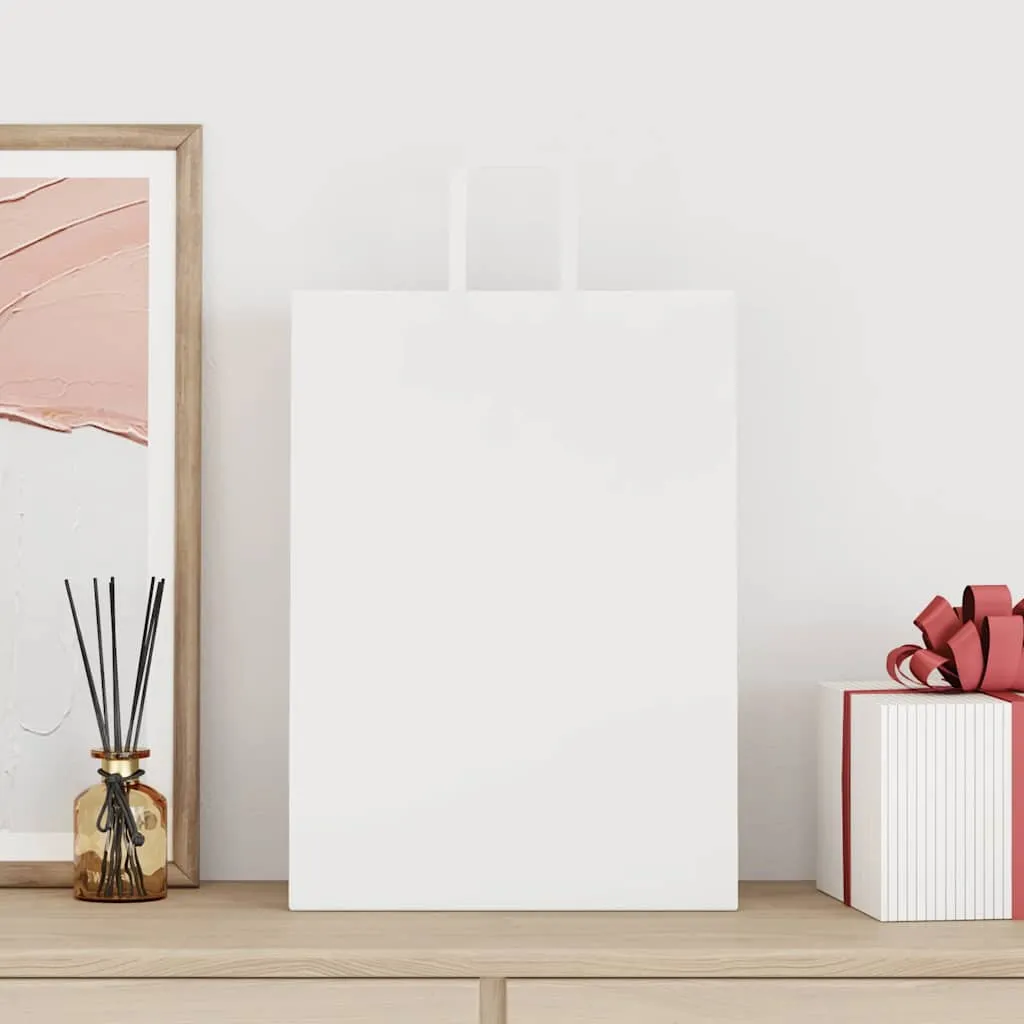 vidaXL Paper Bags 50 pcs with Handles White 32x17x44 cm