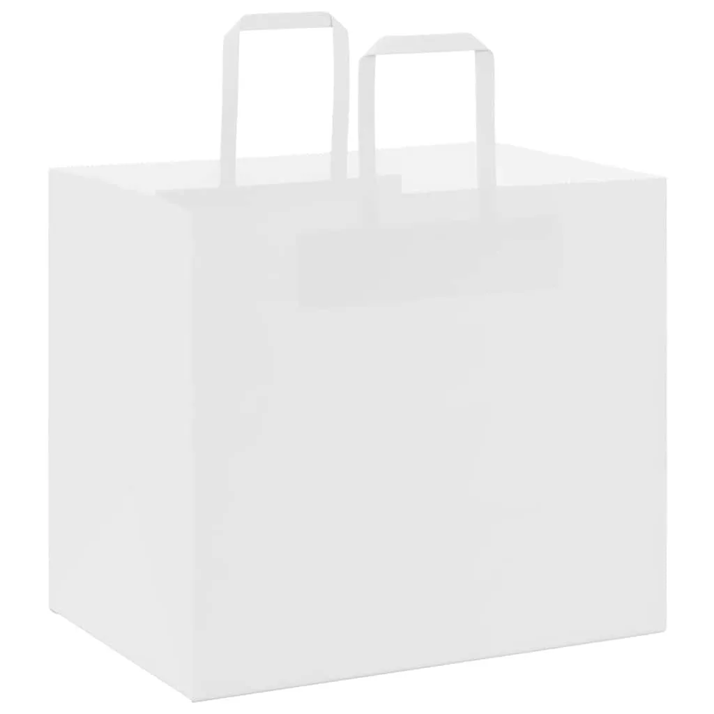 vidaXL Paper Bags 50 pcs with Handles White 32x22x28 cm