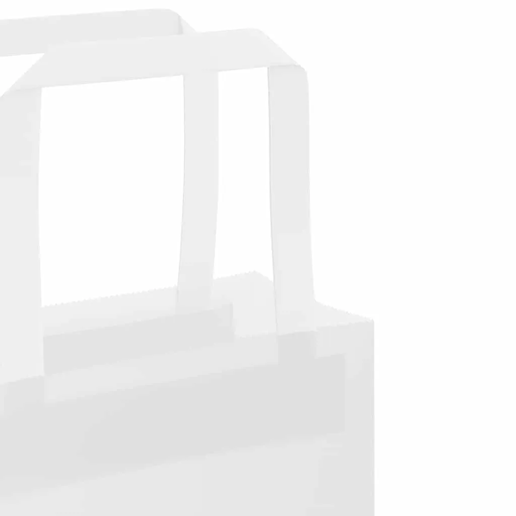 vidaXL Paper Bags 50 pcs with Handles White 32x22x28 cm