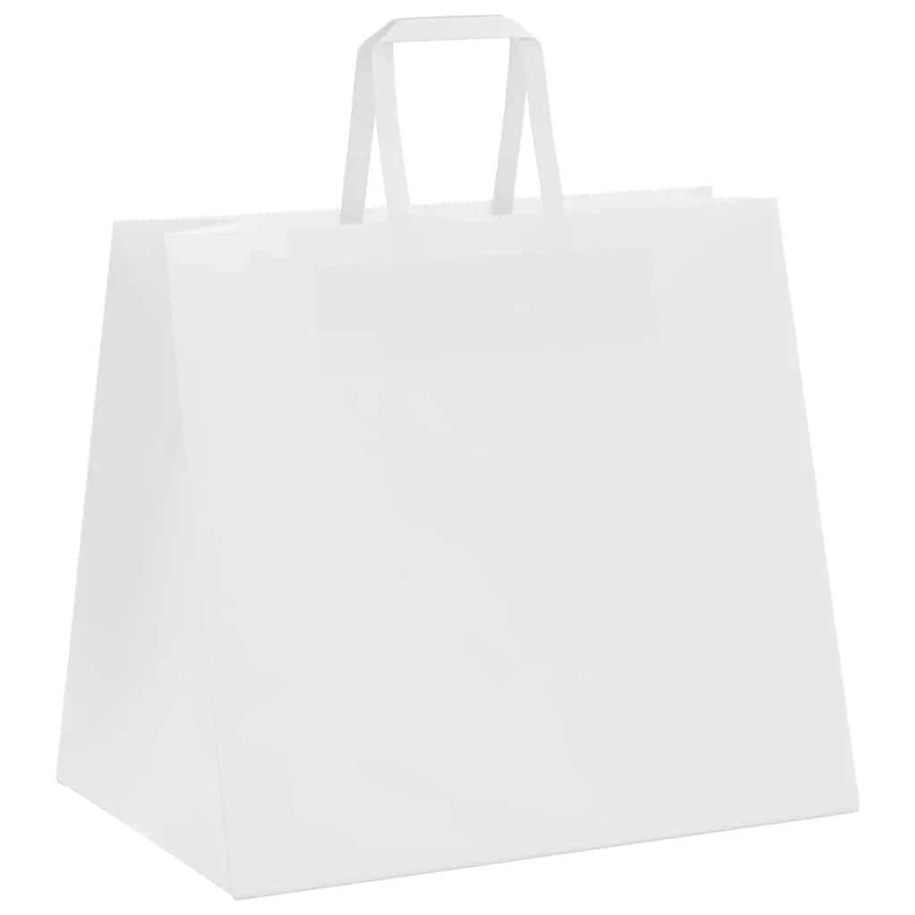 vidaXL Paper Bags 50 pcs with Handles White 32x22x28 cm