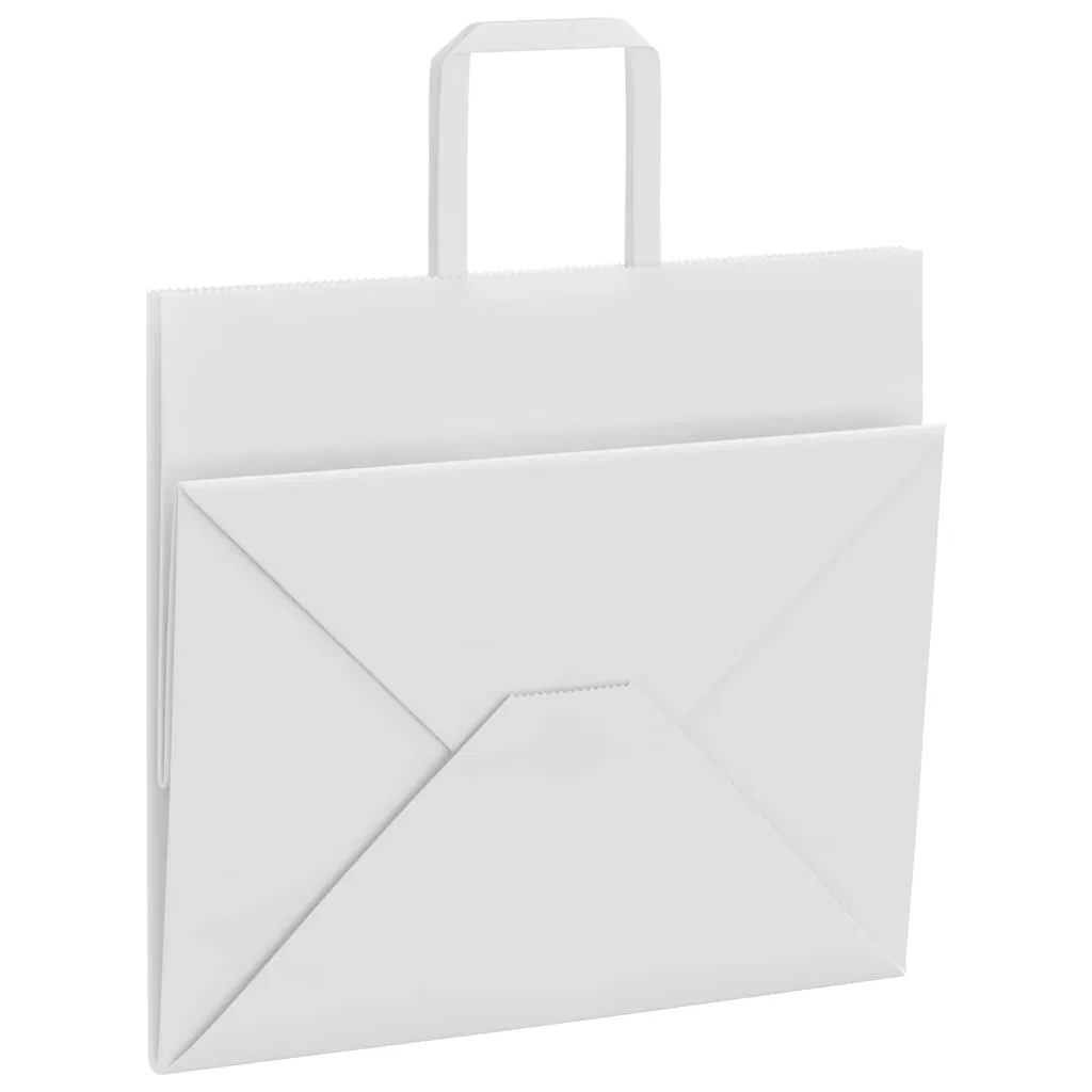 vidaXL Paper Bags 50 pcs with Handles White 32x22x28 cm