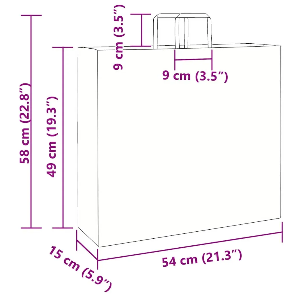 vidaXL Paper Bags 50 pcs with Handles White 54x15x49 cm
