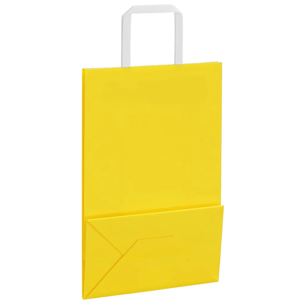 vidaXL Paper Bags 50 pcs with Handles Yellow 21x11x31 cm