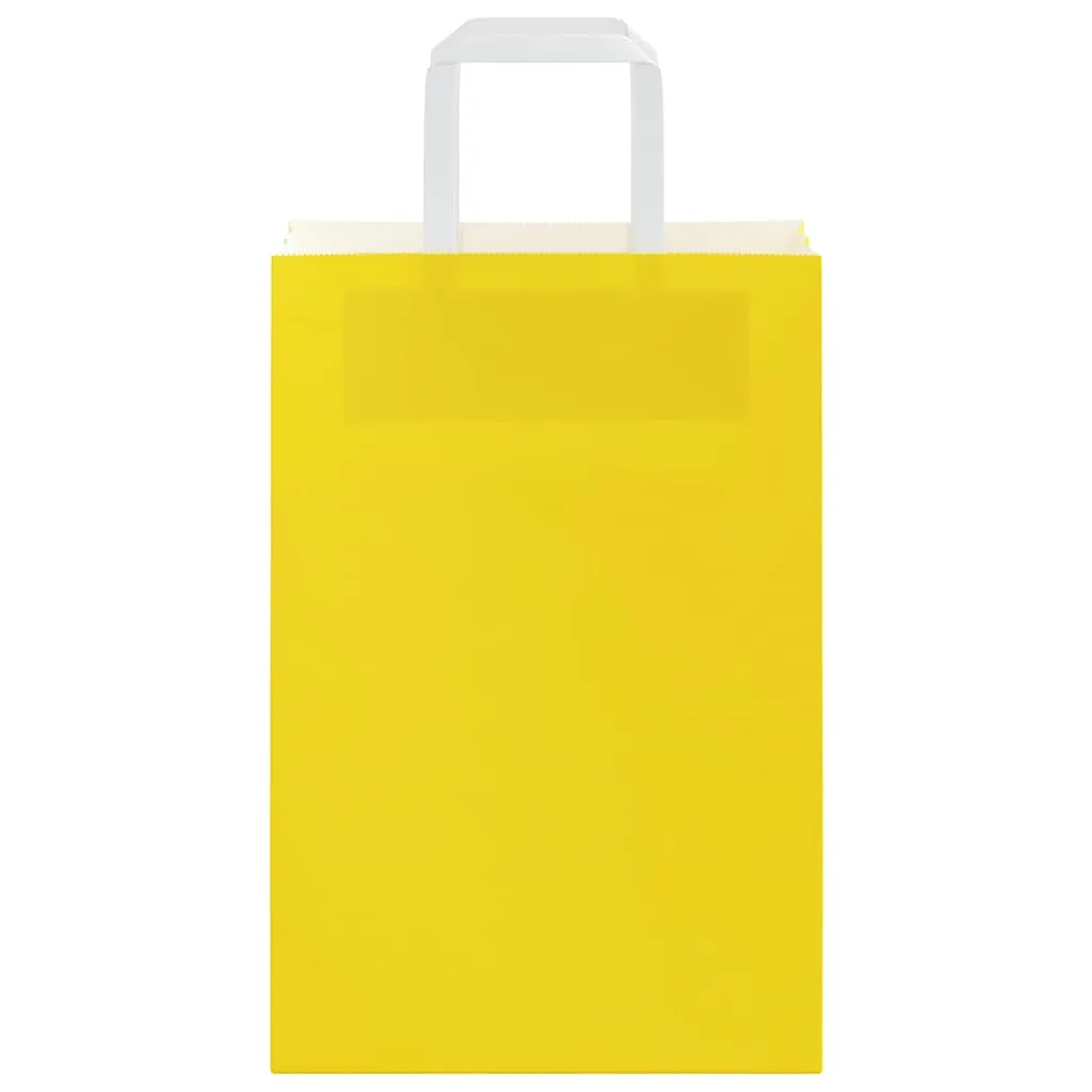 vidaXL Paper Bags 50 pcs with Handles Yellow 21x11x31 cm