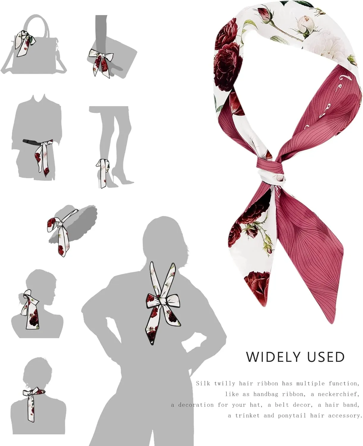 Women's Designer Neckerchief Handbag Handle Ribbon Fashion Scarf Summer Fruit Printed Hair Tie