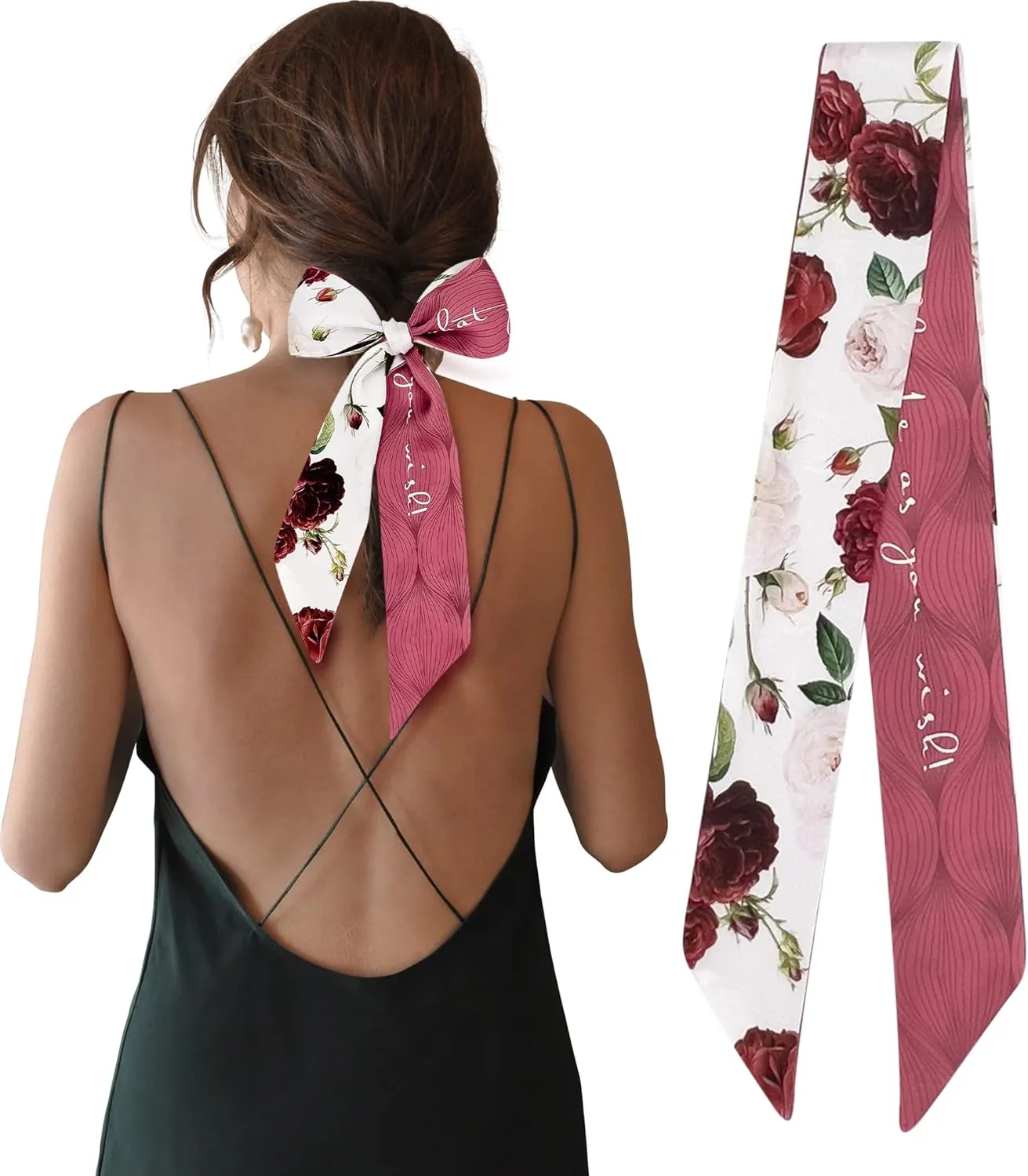 Women's Designer Neckerchief Handbag Handle Ribbon Fashion Scarf Summer Fruit Printed Hair Tie