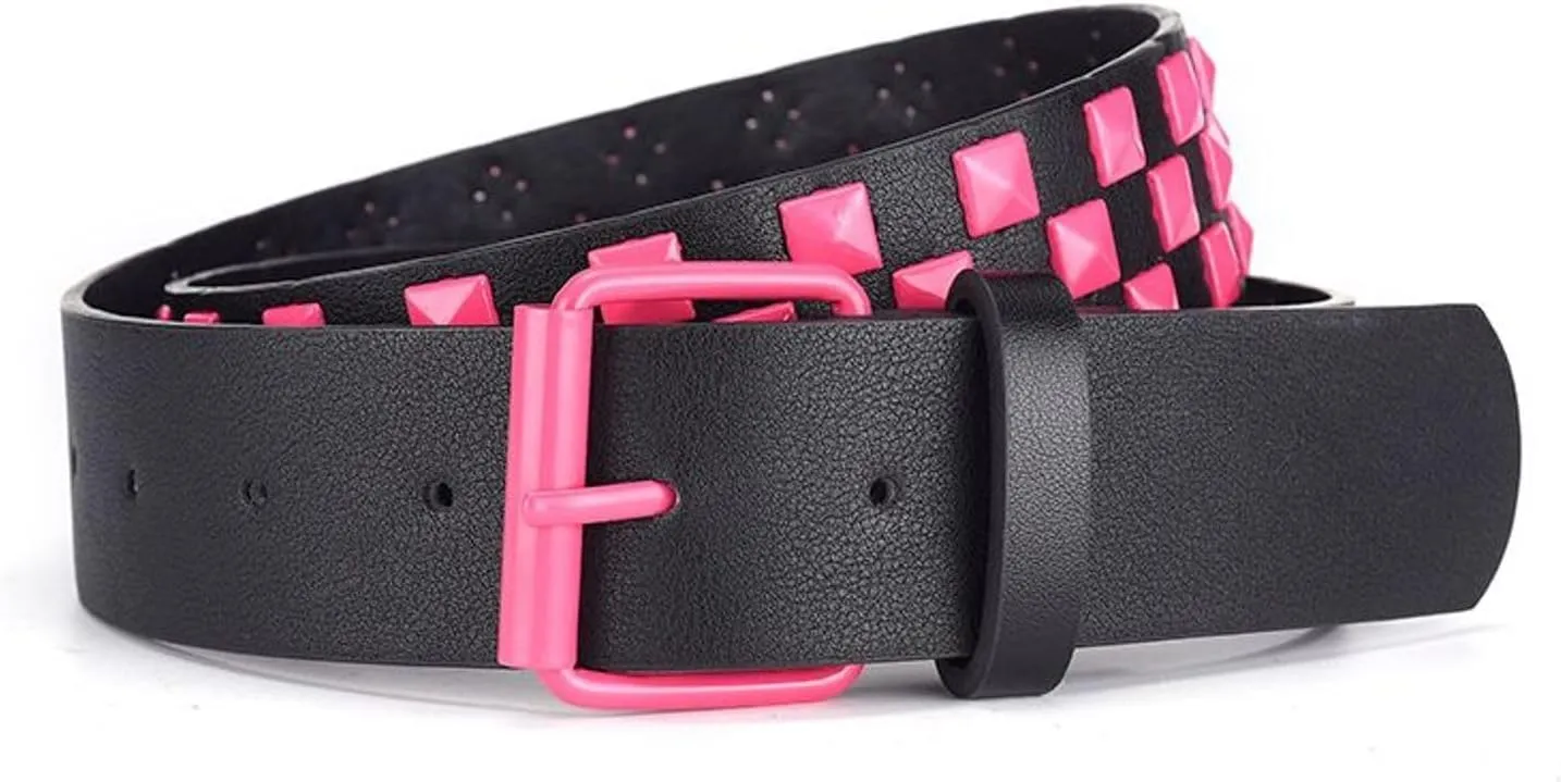 Women's Faux Leather Belt Punk Rock Pyramid Stud Goth Style Spiked Casual Fashion Thick Gothic Studded Belts