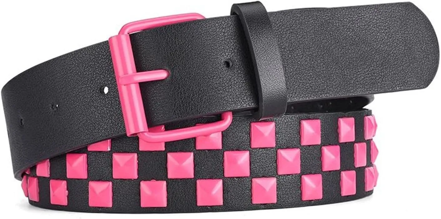 Women's Faux Leather Belt Punk Rock Pyramid Stud Goth Style Spiked Casual Fashion Thick Gothic Studded Belts