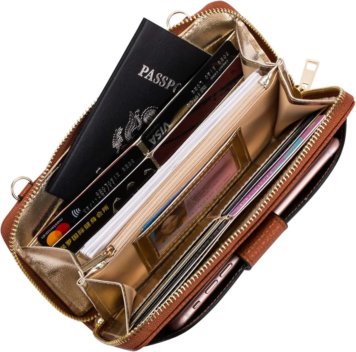Womens Wristlet Wallet Crossbody Bag Cellphone Purse Handbag RFID Card Slots 2 Strap Wrist