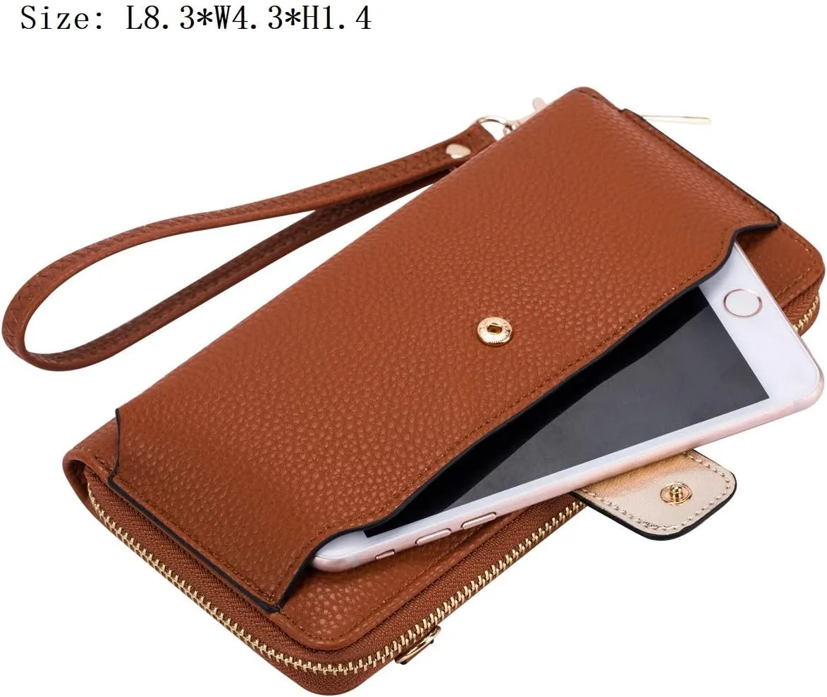 Womens Wristlet Wallet Crossbody Bag Cellphone Purse Handbag RFID Card Slots 2 Strap Wrist