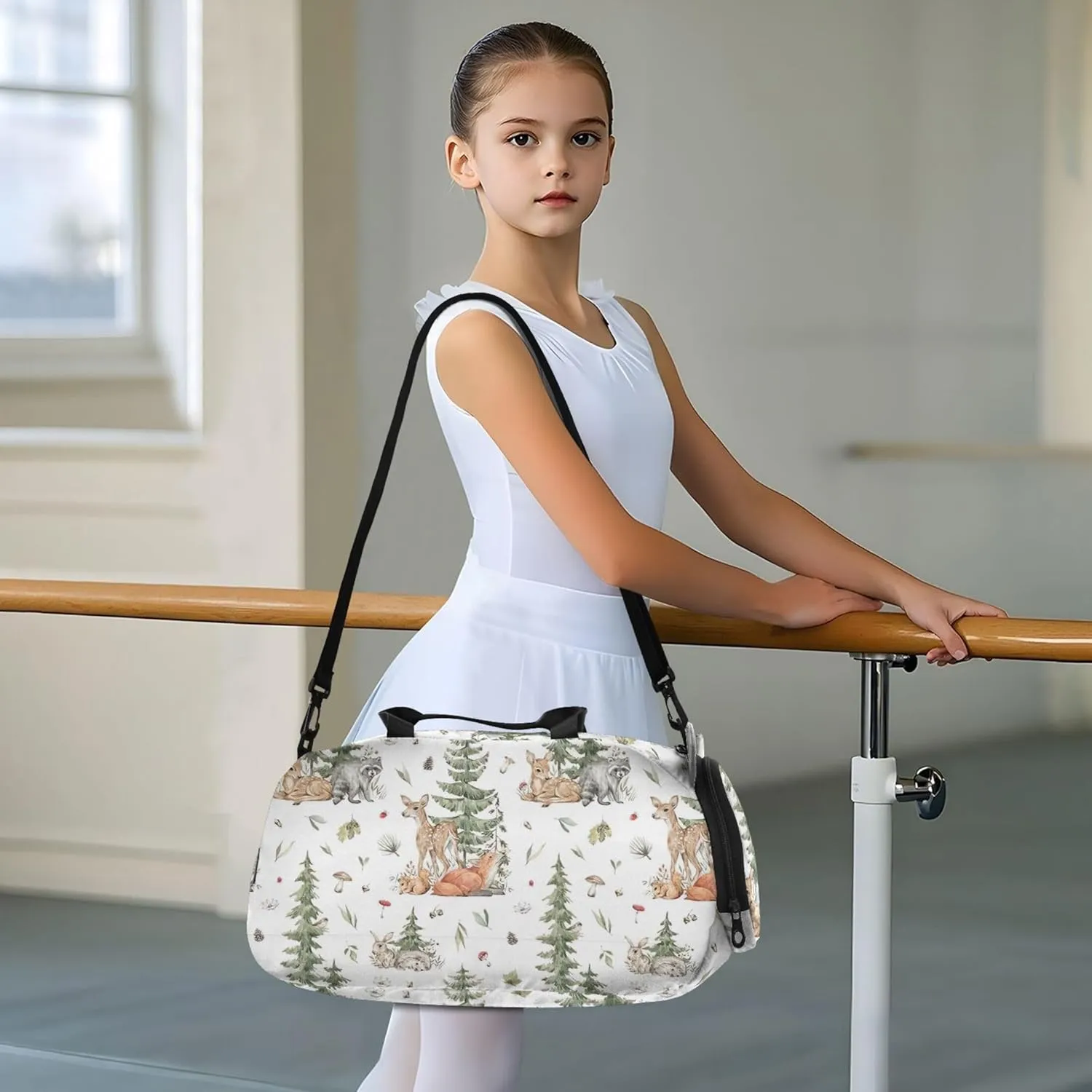 Woodland Creatures Vintage Girls Duffle Bags Travel Tote Toddler Weekender Bags Carry on Duffel for Boys Dance Kids Luggage