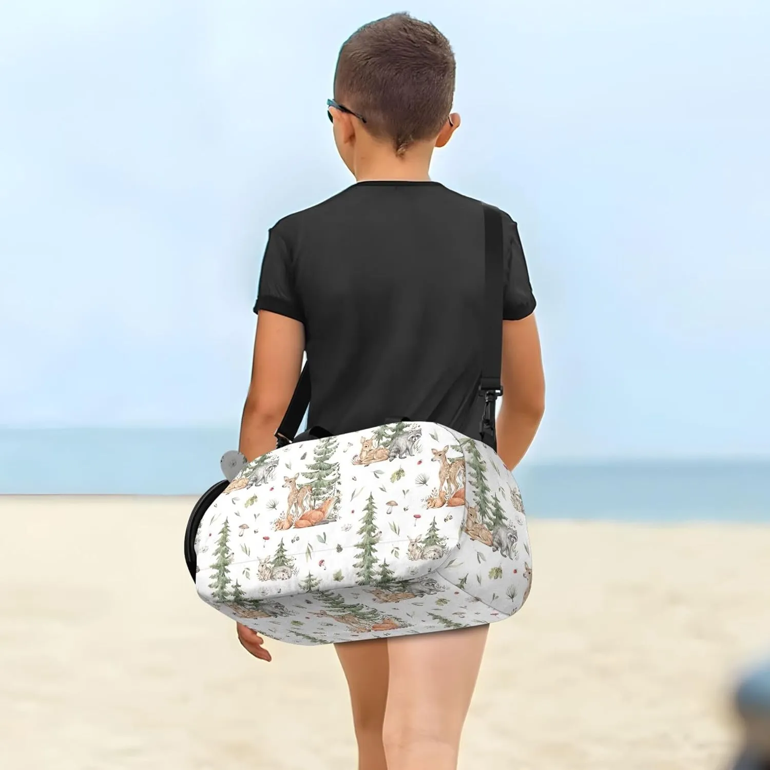 Woodland Creatures Vintage Girls Duffle Bags Travel Tote Toddler Weekender Bags Carry on Duffel for Boys Dance Kids Luggage