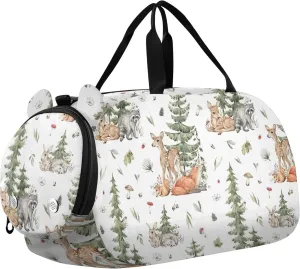 Woodland Creatures Vintage Girls Duffle Bags Travel Tote Toddler Weekender Bags Carry on Duffel for Boys Dance Kids Luggage